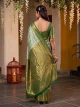 MIMOSA Pista Kanjivaram Art Silk Saree — pose 2 styling detail