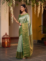 MIMOSA Pista Kanjivaram Art Silk Saree — pose 3 styling detail