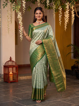MIMOSA Pista Kanjivaram Art Silk Saree — pose 6 styling detail
