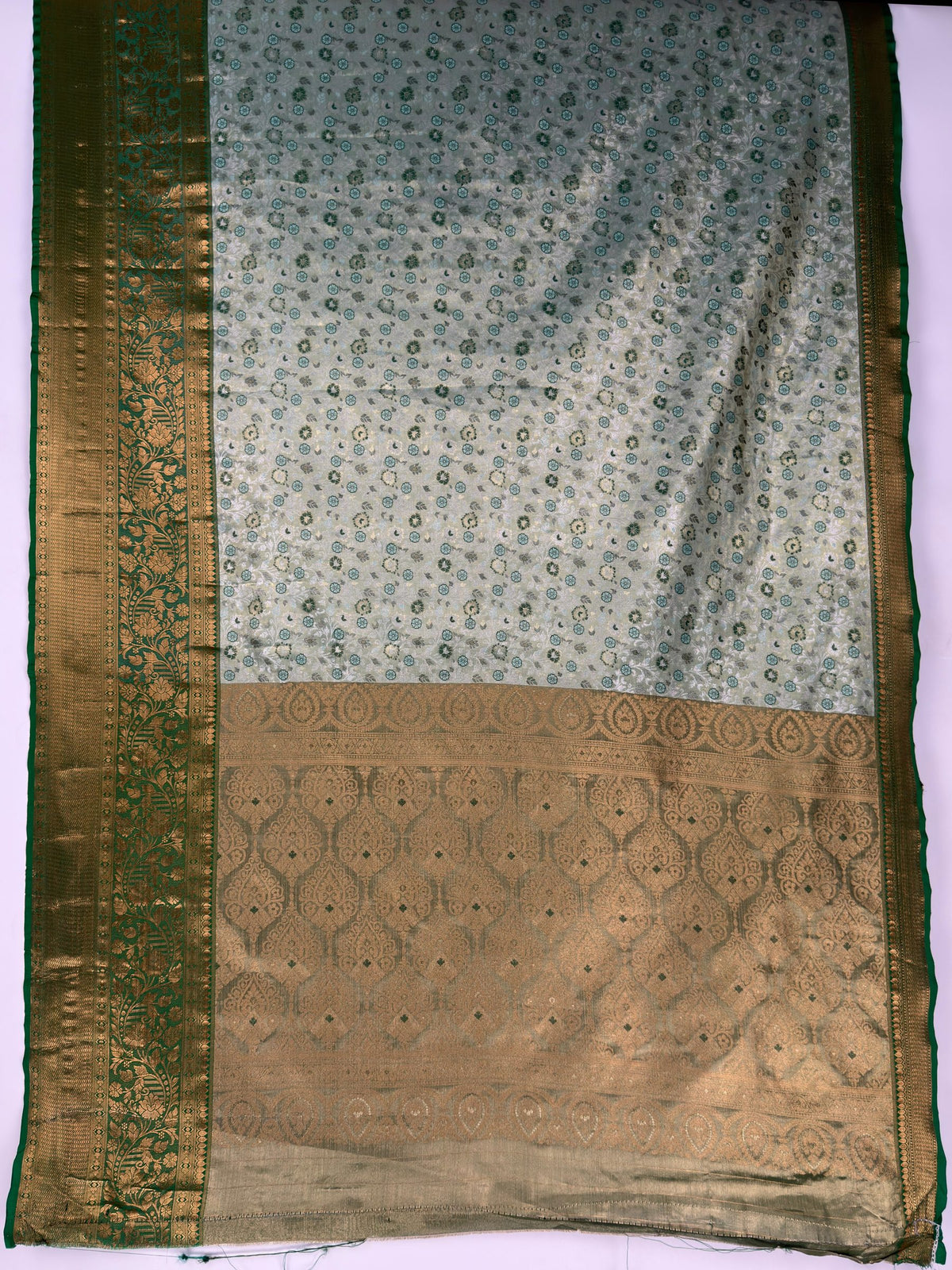 MIMOSA Pista Kanjivaram Art Silk Saree — pallu and zari work detail