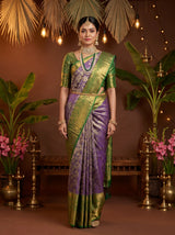 MIMOSA Violet Kanjivaram Art Silk Saree — Draped Mannequin View
