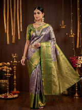 MIMOSA Violet Kanjivaram Art Silk Saree — pose 9 styling detail