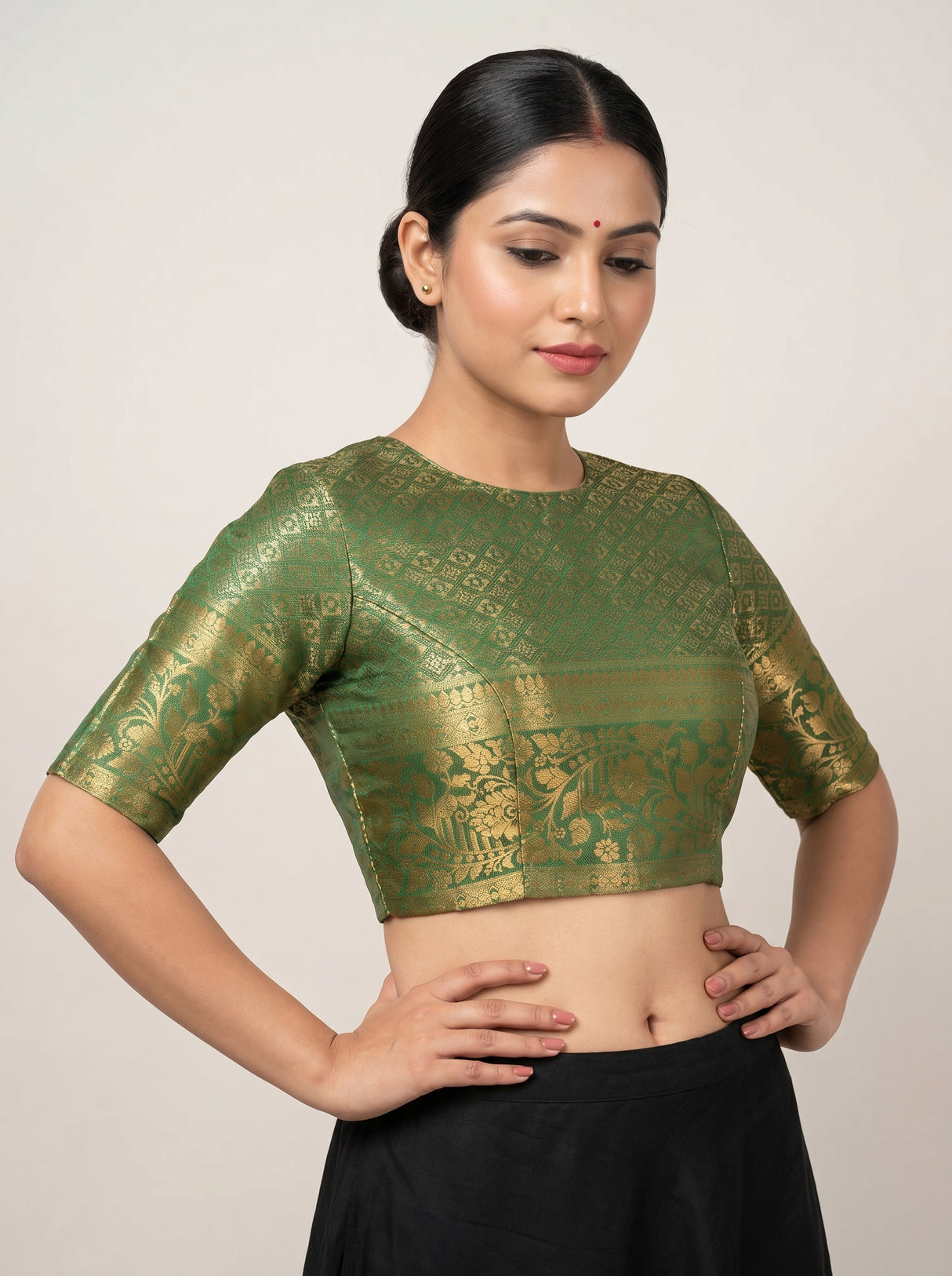 MIMOSA Violet Kanjivaram Art Silk Saree — blouse close-up