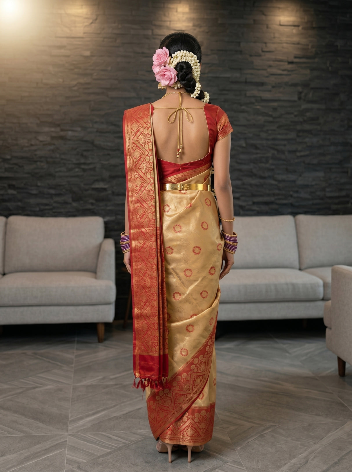 MIMOSA Chiku Saree Saree — pose 2 styling detail