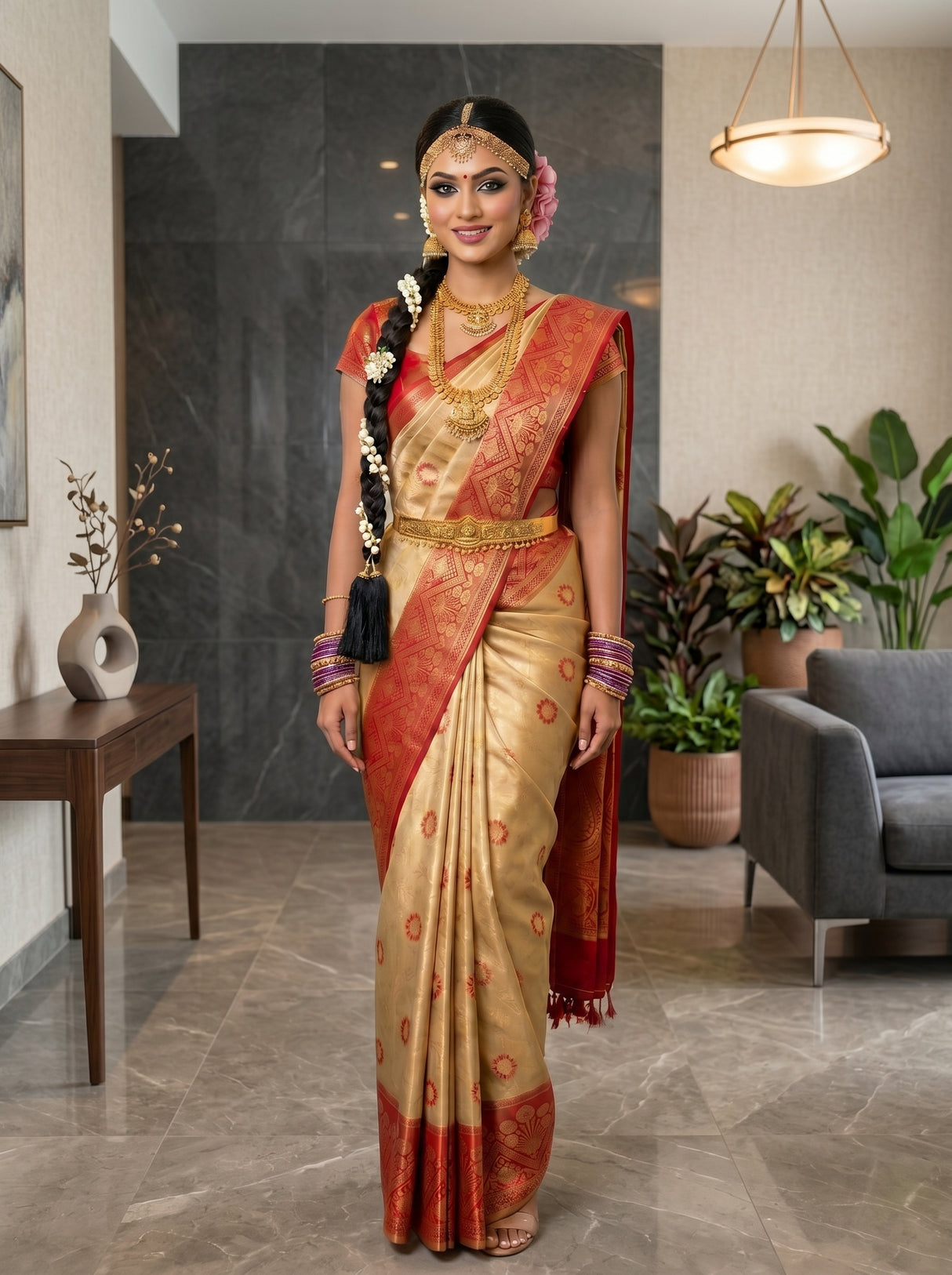 MIMOSA Chiku Saree Saree — pose 5 styling detail
