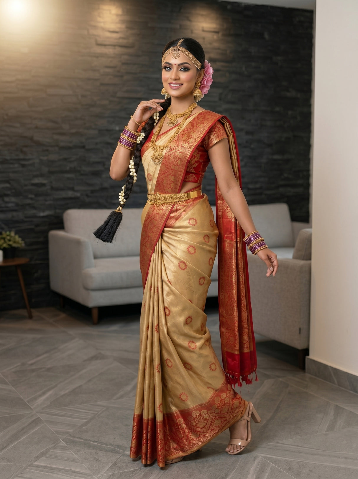 MIMOSA Chiku Saree Saree — pose 9 styling detail