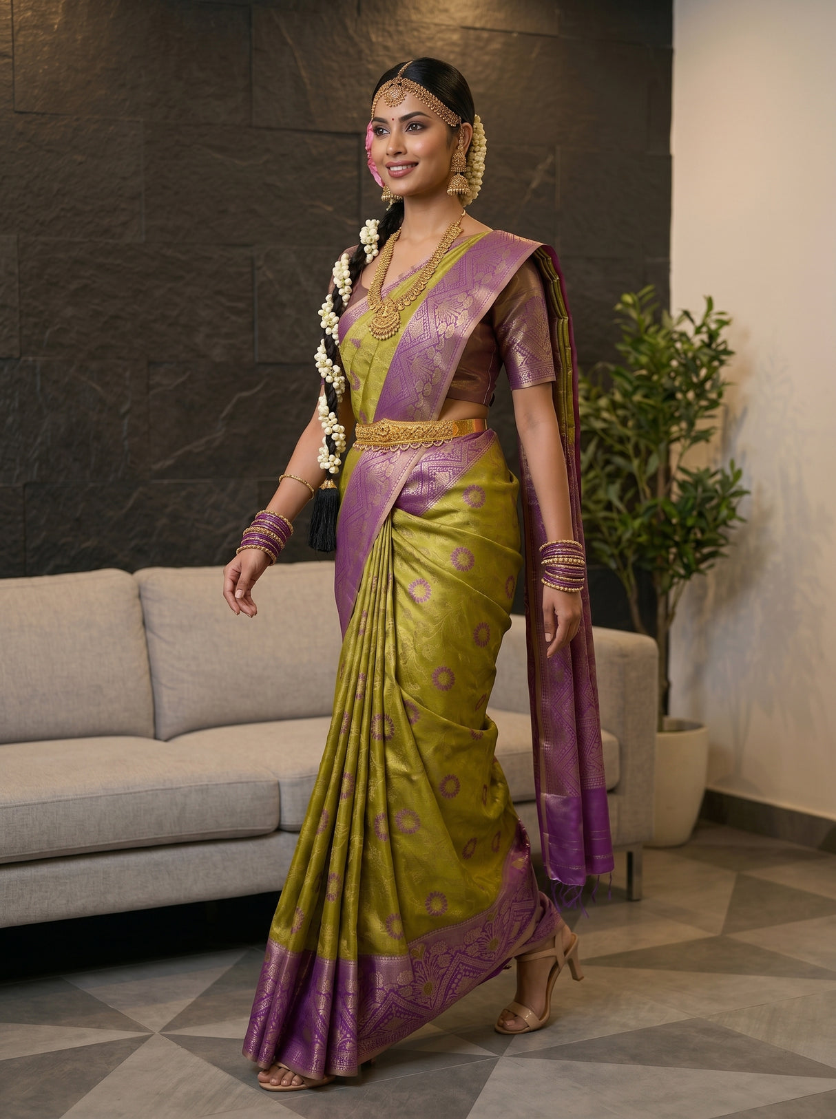 MIMOSA Olive Saree Saree — pose 6 styling detail
