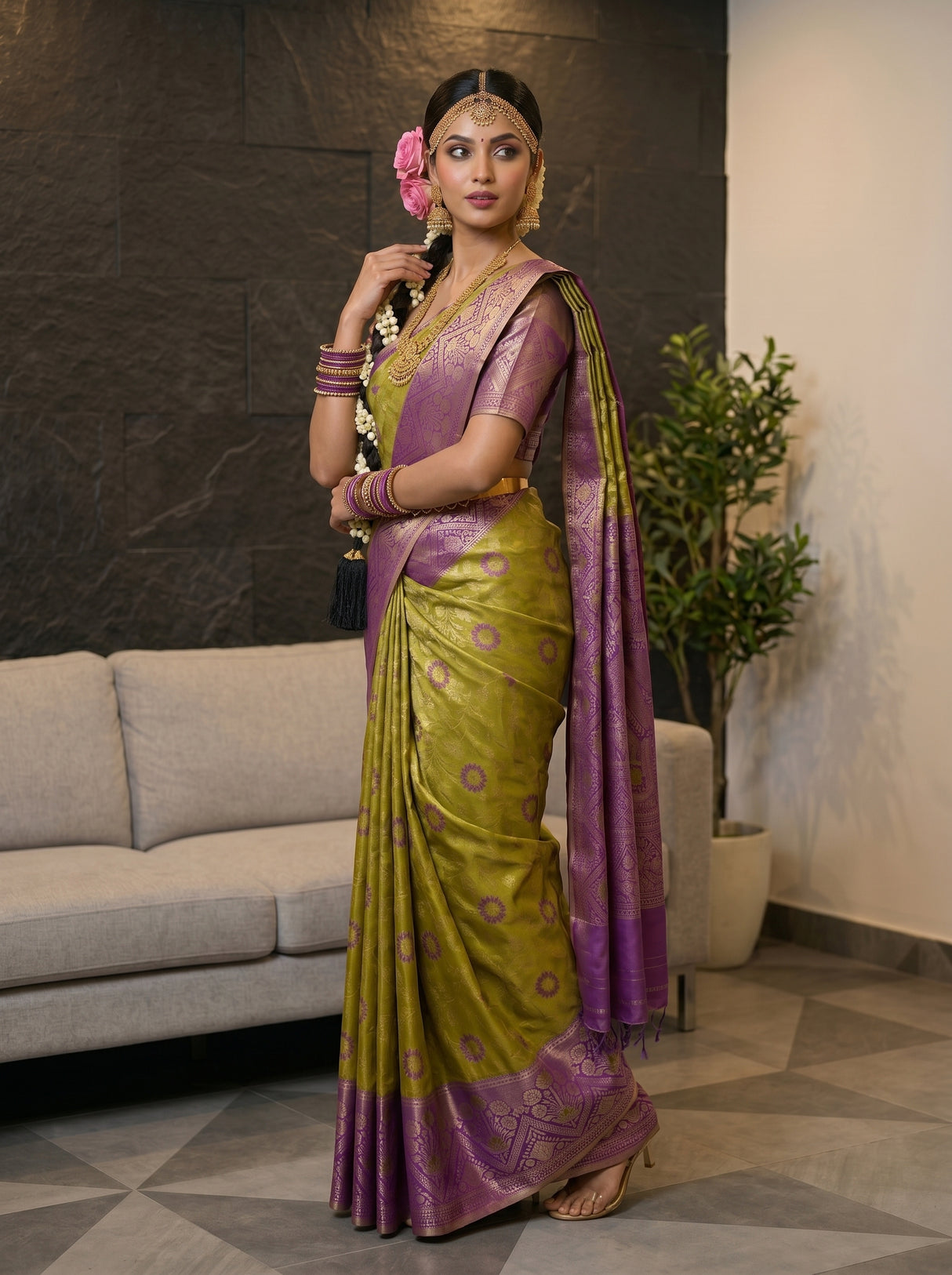 MIMOSA Olive Saree Saree — pose 9 styling detail