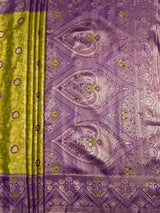 MIMOSA Olive Saree Saree — pallu and zari work detail