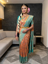 Peach  Saree