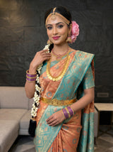 MIMOSA Peach Saree Saree — pose 10 styling detail