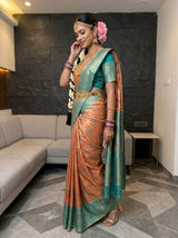 MIMOSA Peach Saree Saree — pose 3 styling detail