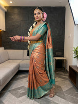 MIMOSA Peach Saree Saree — pose 5 styling detail
