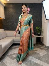 MIMOSA Peach Saree Saree — pose 6 styling detail