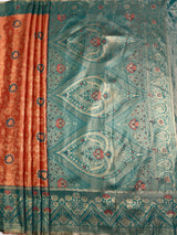 MIMOSA Peach Saree Saree — pallu and zari work detail