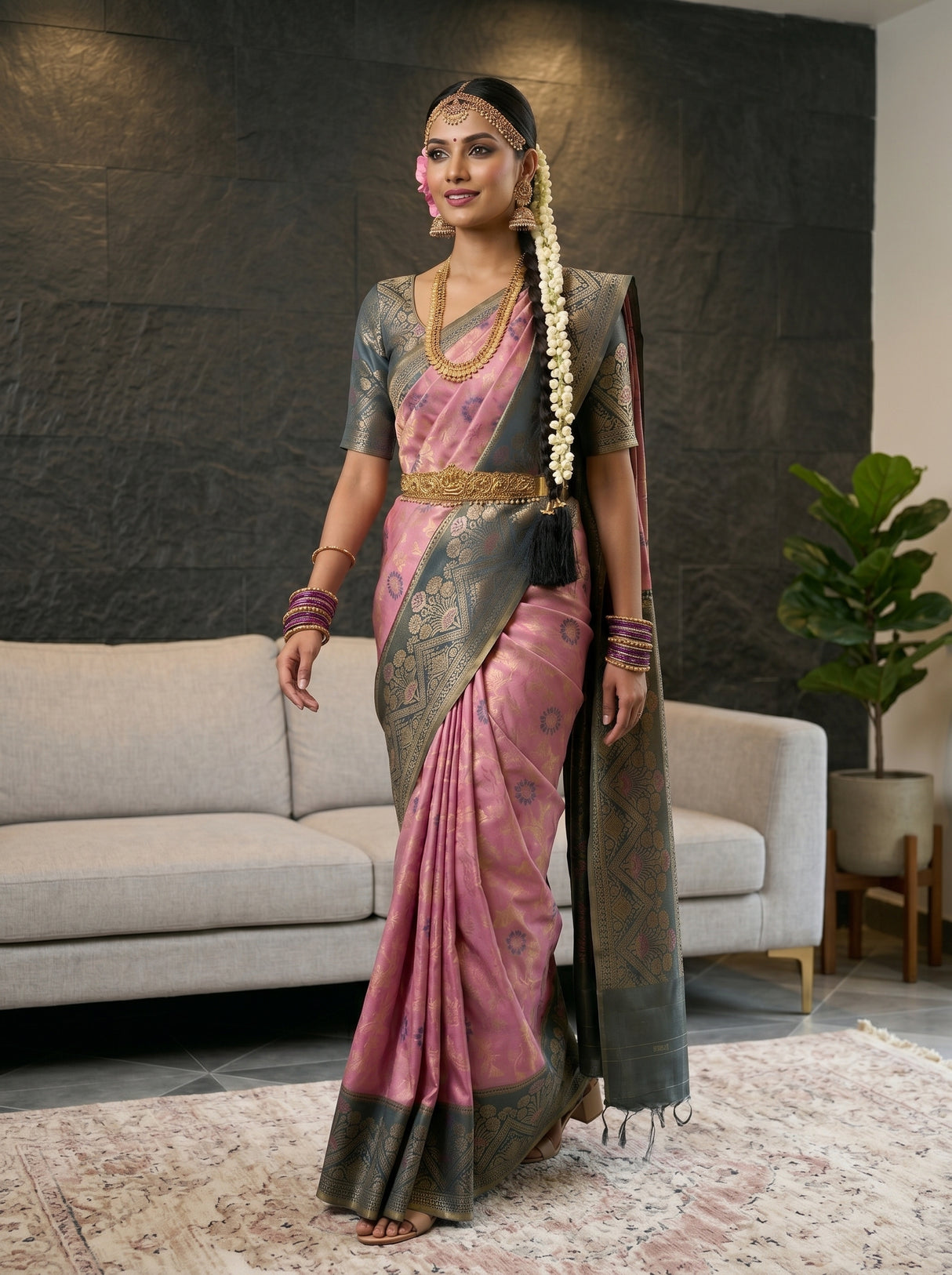 MIMOSA Pink Saree Saree — pose 6 styling detail