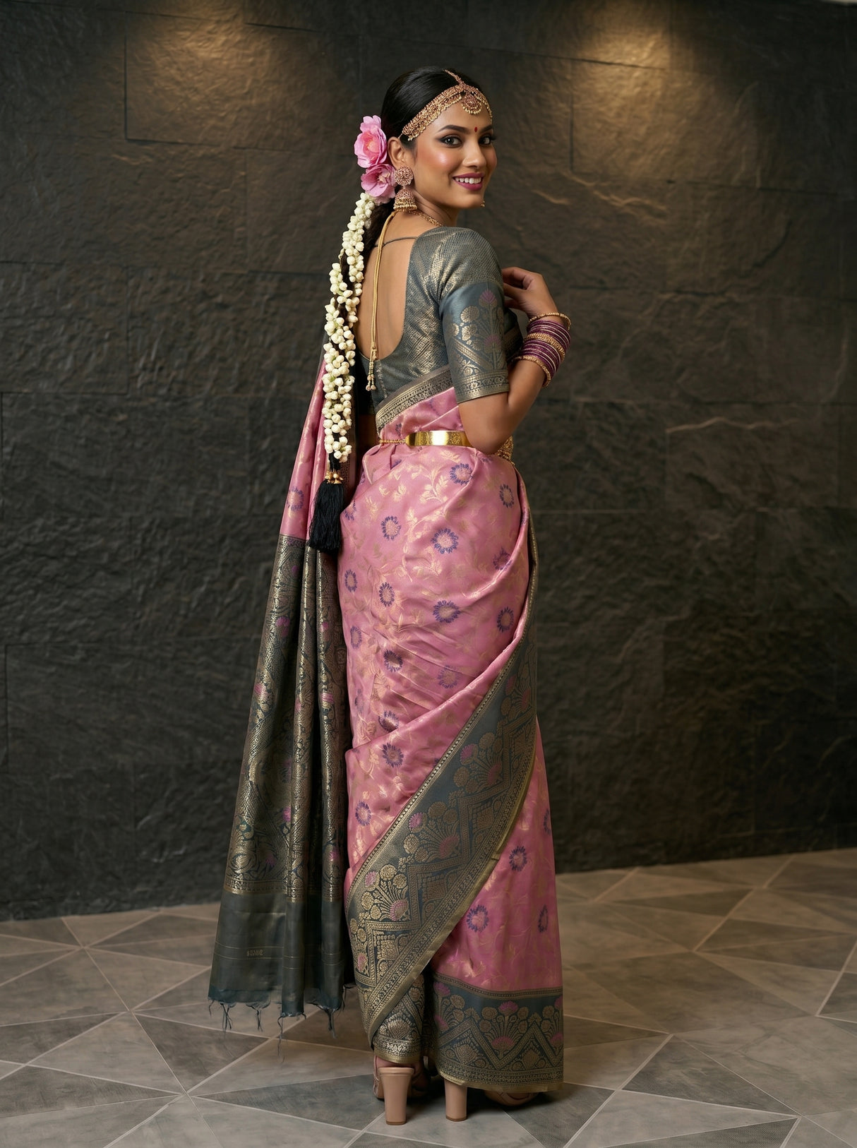 MIMOSA Pink Saree Saree — pose 7 styling detail