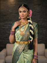 MIMOSA Pista Saree Saree — pose 10 styling detail