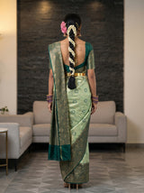 MIMOSA Pista Saree Saree — pose 2 styling detail