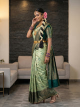 MIMOSA Pista Saree Saree — pose 3 styling detail