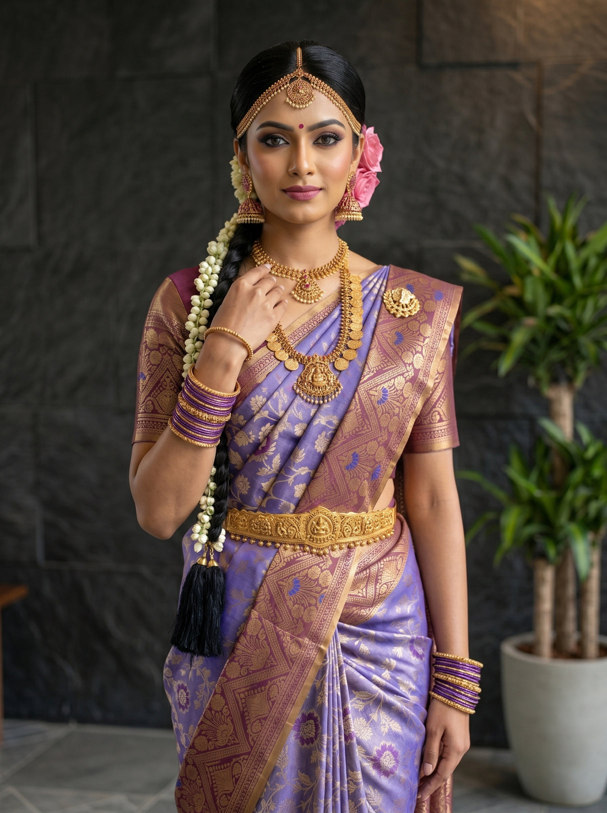 MIMOSA Royal Blue Saree Saree — pose 10 styling detail