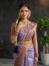 MIMOSA Royal Blue Saree Saree — pose 10 styling detail