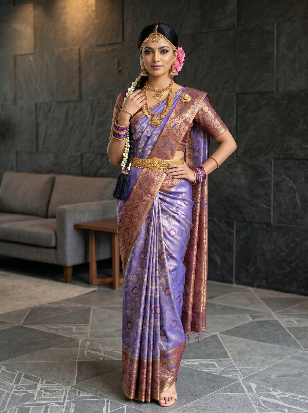 MIMOSA Royal Blue Saree Saree — pose 4 styling detail