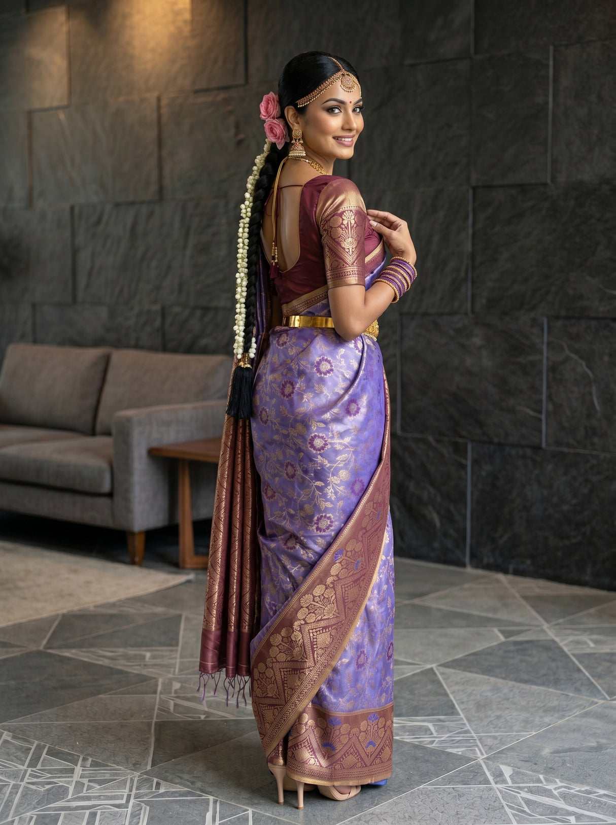 MIMOSA Royal Blue Saree Saree — pose 7 styling detail