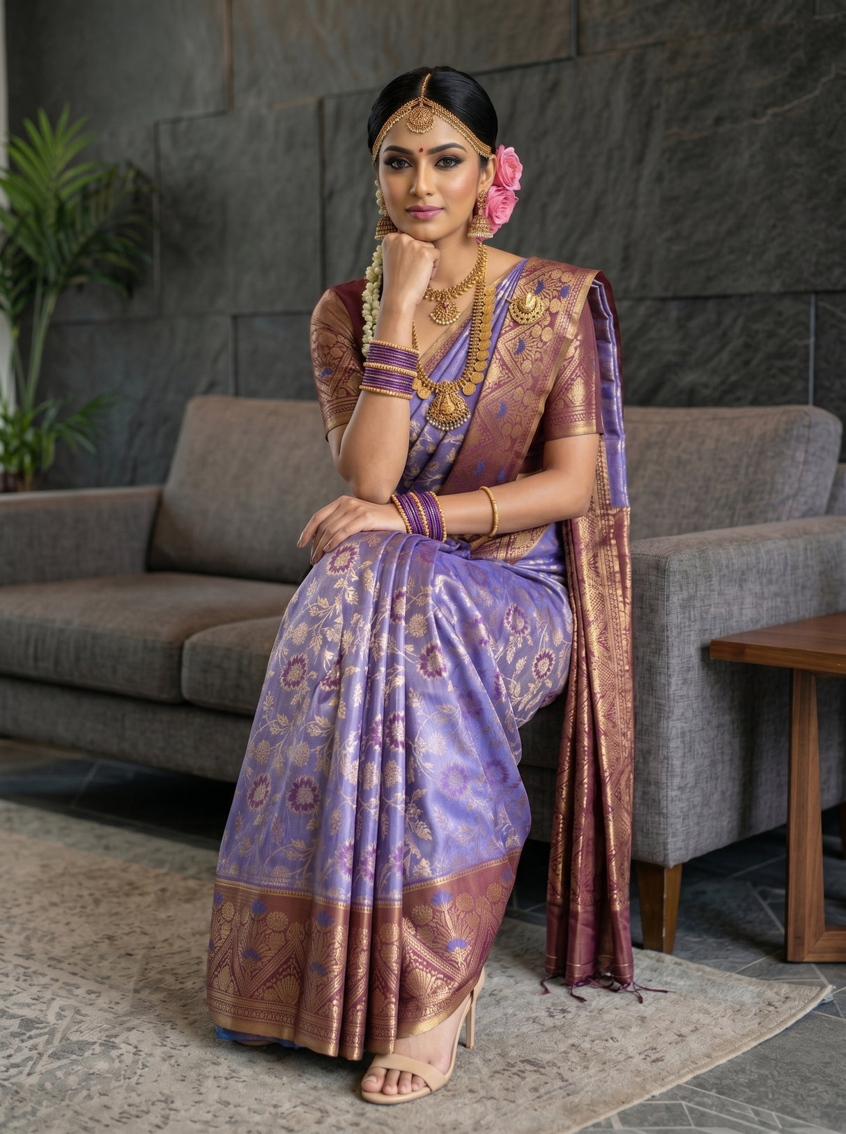 MIMOSA Royal Blue Saree Saree — pose 8 styling detail