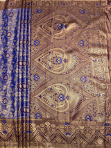 MIMOSA Royal Blue Saree Saree — pallu and zari work detail