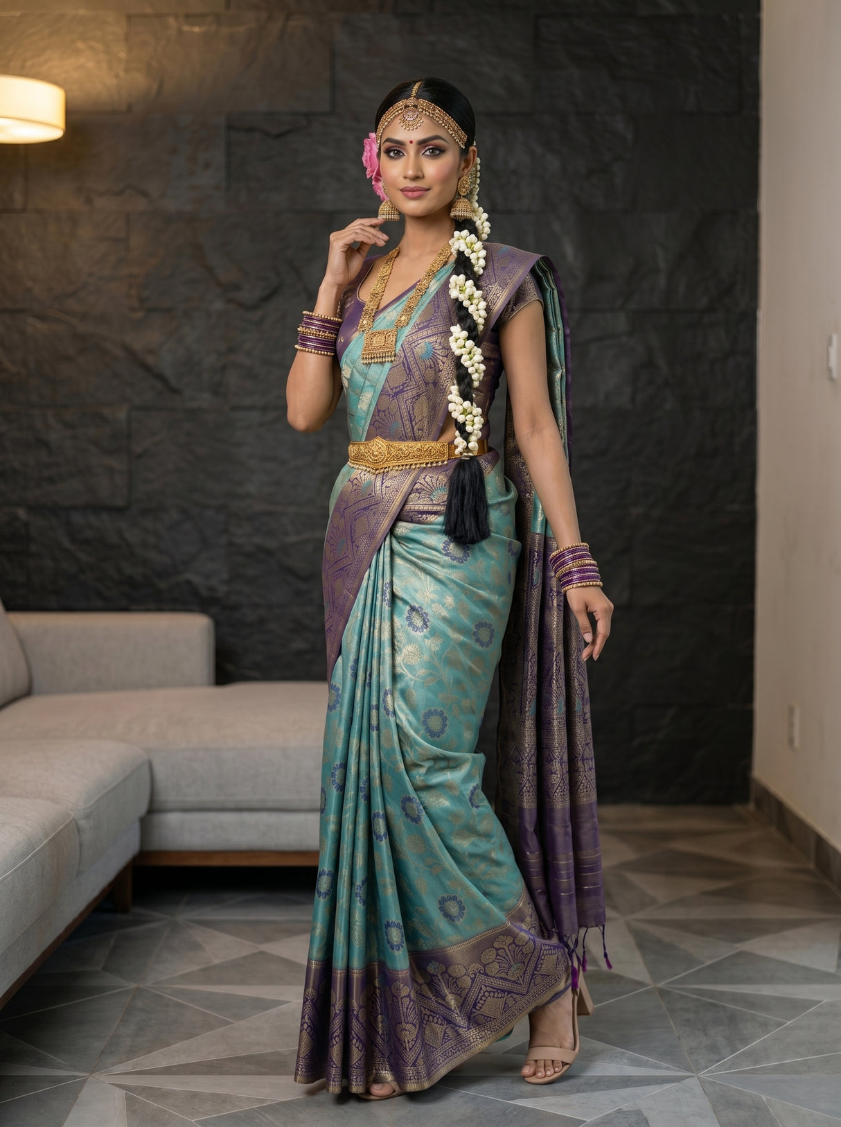 MIMOSA Sapphire Saree Saree — pose 9 styling detail