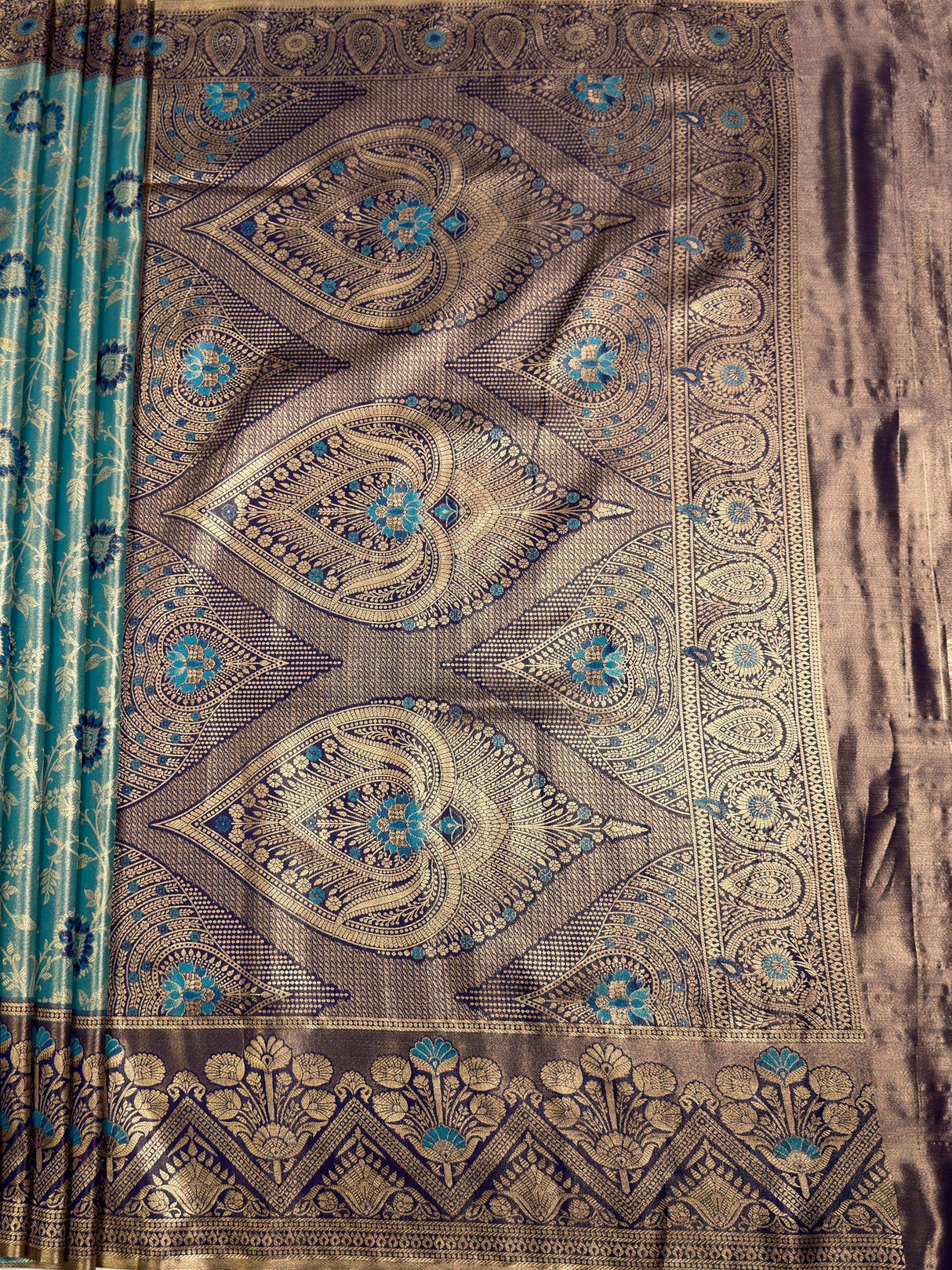 MIMOSA Sapphire Saree Saree — pallu and zari work detail