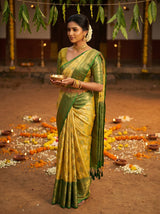 MIMOSA Gold Kanjivaram Art Silk Saree — Full View on Model