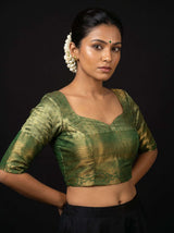 MIMOSA Gold Kanjivaram Art Silk Saree — blouse close-up