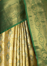 MIMOSA Gold Kanjivaram Art Silk Saree — fleets shot full lifestyle