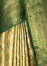 MIMOSA Gold Kanjivaram Art Silk Saree — fleets shot full lifestyle
