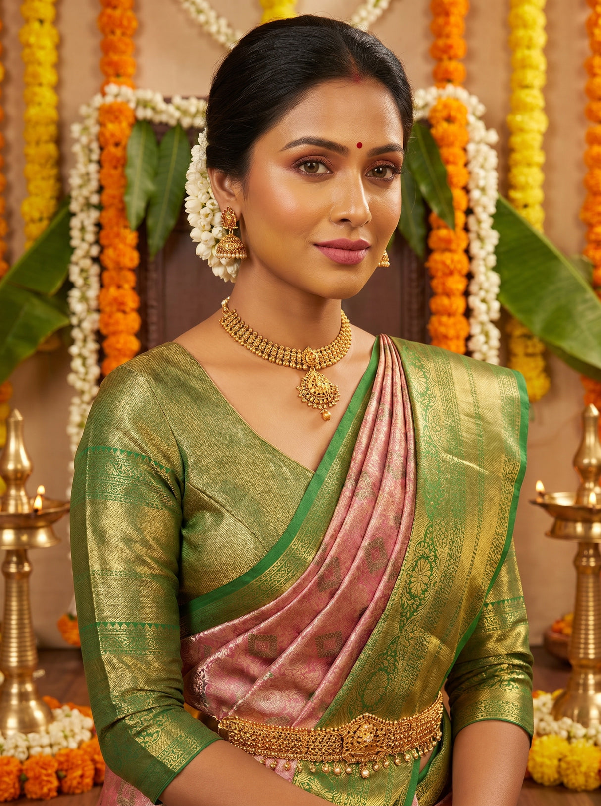 MIMOSA Gajari Kanjivaram Art Silk Saree — pose 10 styling detail