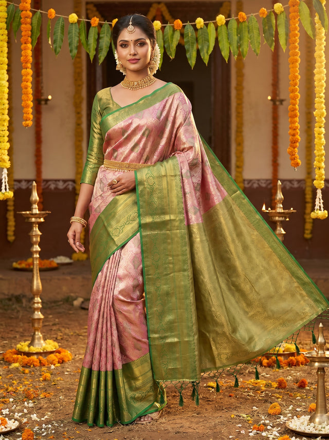 MIMOSA Gajari Kanjivaram Art Silk Saree — Draped Mannequin View