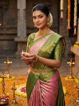 MIMOSA Gajari Kanjivaram Art Silk Saree — Full View on Model