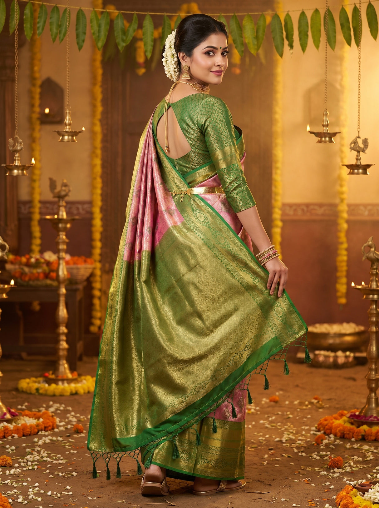 MIMOSA Gajari Kanjivaram Art Silk Saree — pose 9 styling detail