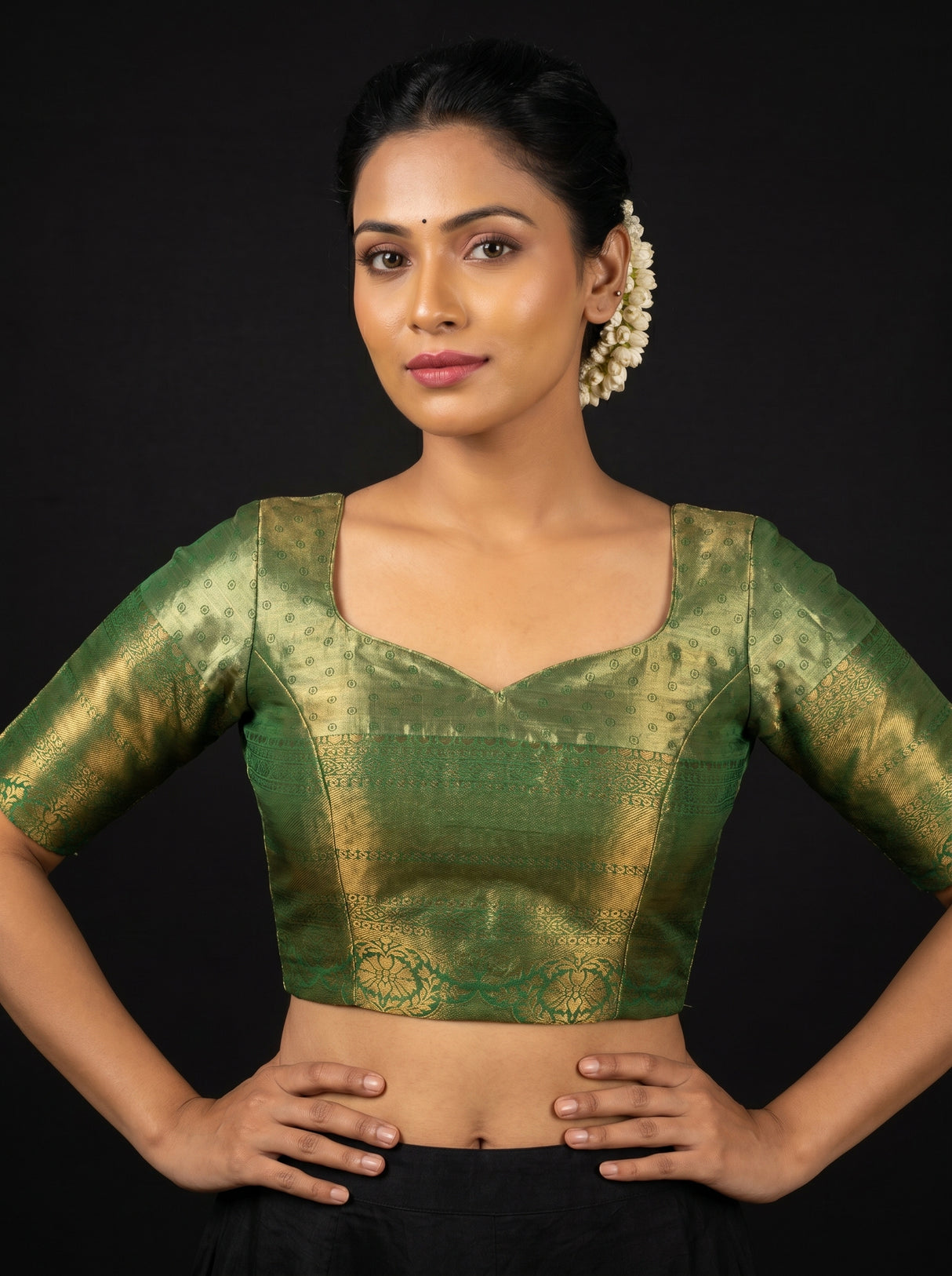 MIMOSA Gajari Kanjivaram Art Silk Saree — blouse close-up