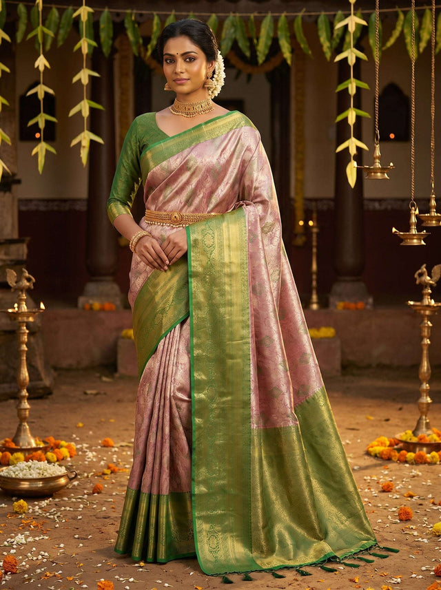MIMOSA Magenta Kanjivaram Art Silk Saree — Draped Mannequin View
