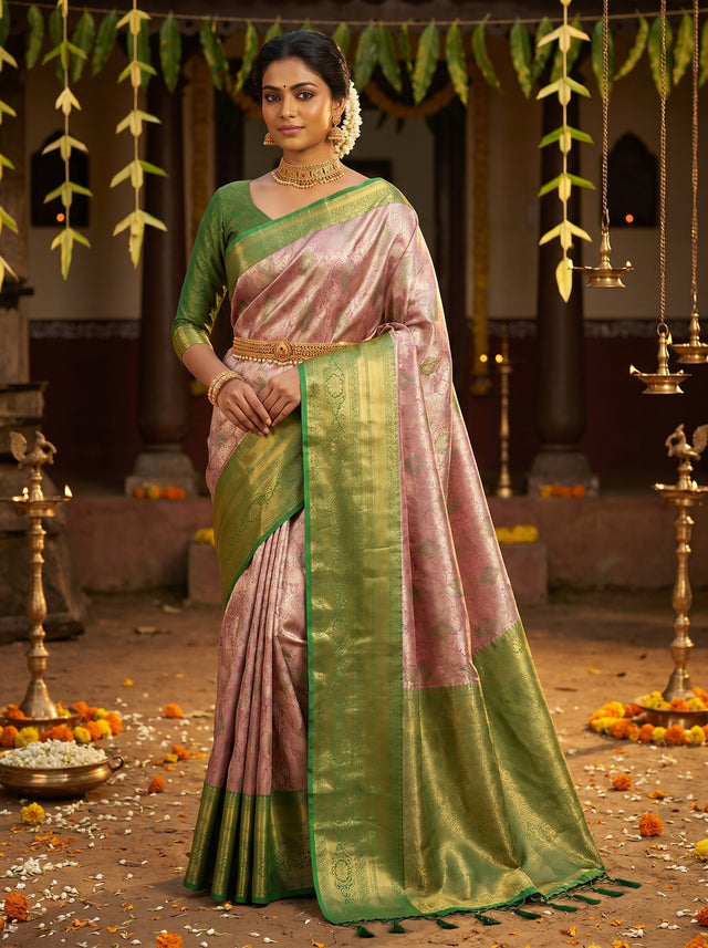 MIMOSA Magenta Kanjivaram Art Silk Saree — Draped Mannequin View