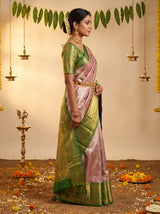 MIMOSA Magenta Kanjivaram Art Silk Saree — Full View on Model