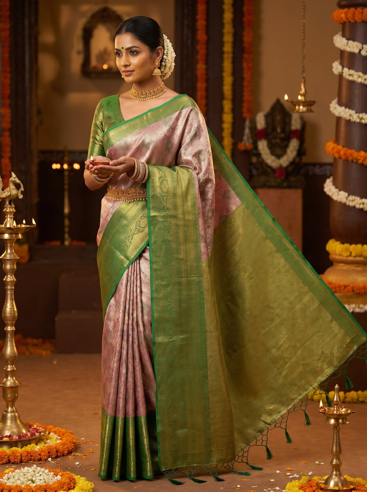 MIMOSA Magenta Kanjivaram Art Silk Saree — pose 4 styling detail