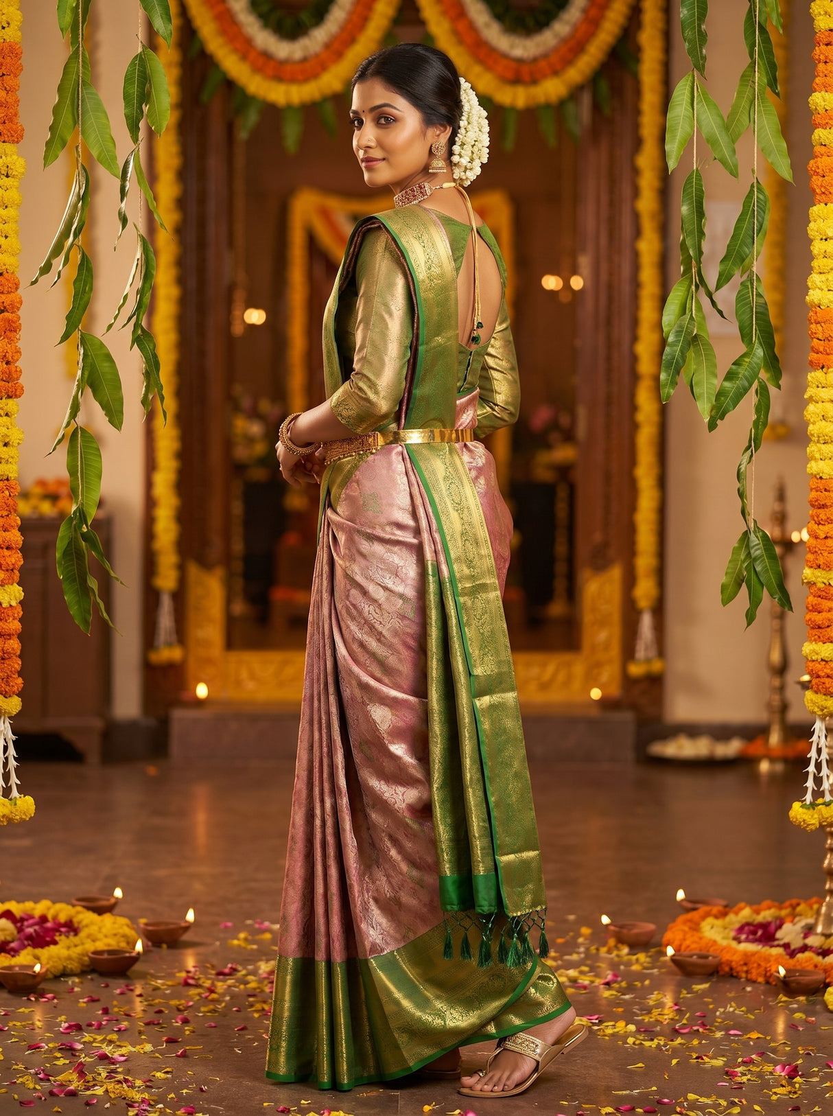 MIMOSA Magenta Kanjivaram Art Silk Saree — pose 9 styling detail