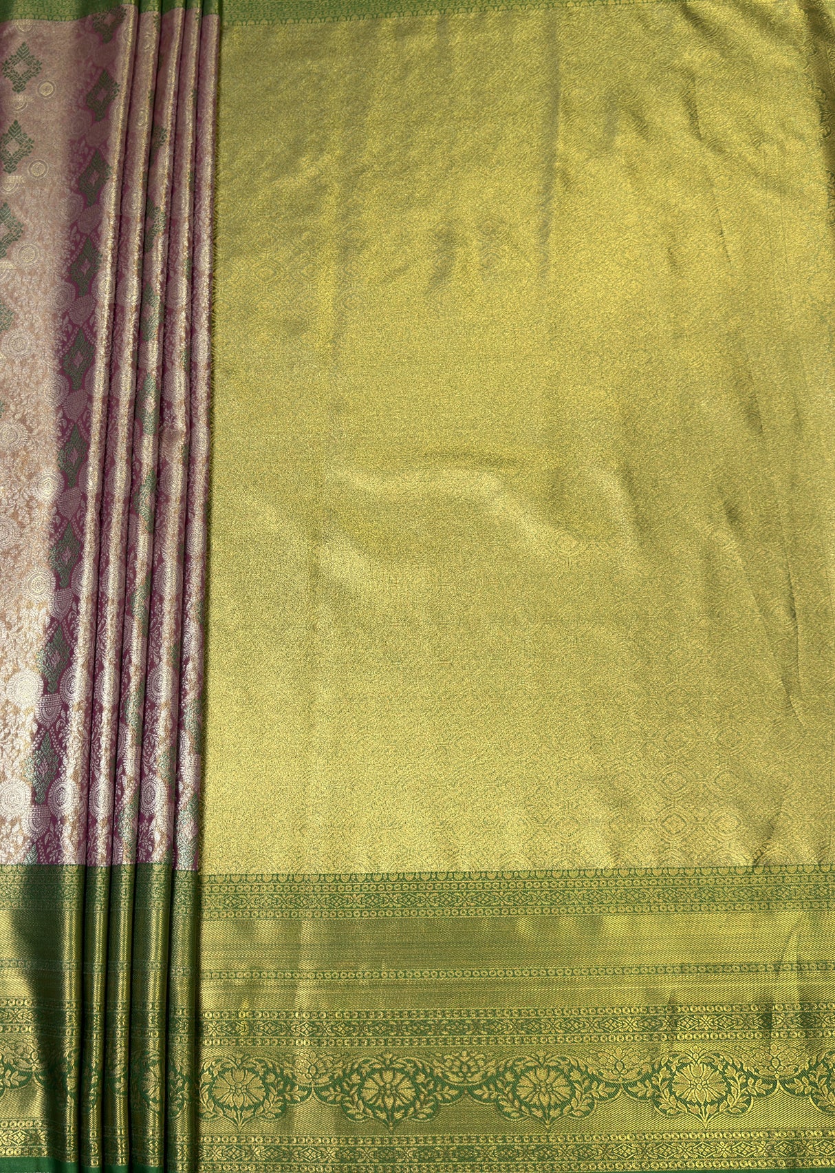 MIMOSA Magenta Kanjivaram Art Silk Saree — pallu and zari work detail