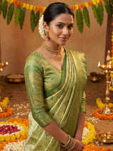 MIMOSA Olive Kanjivaram Art Silk Saree — pose 10 styling detail