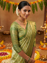 MIMOSA Olive Kanjivaram Art Silk Saree — pose 10 styling detail