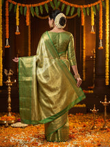 MIMOSA Olive Kanjivaram Art Silk Saree — Blouse Fabric Detail